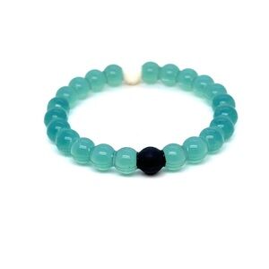 Lokai Aqua Beaded Stretch Bracelet with Black Accent
